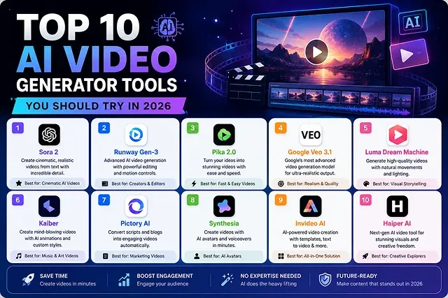 Top 10 AI Video Generator Tools You Should Try in 2026